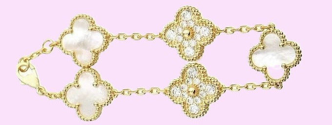 Bracelet Trèfles 🍀 Dorés et « diamants »