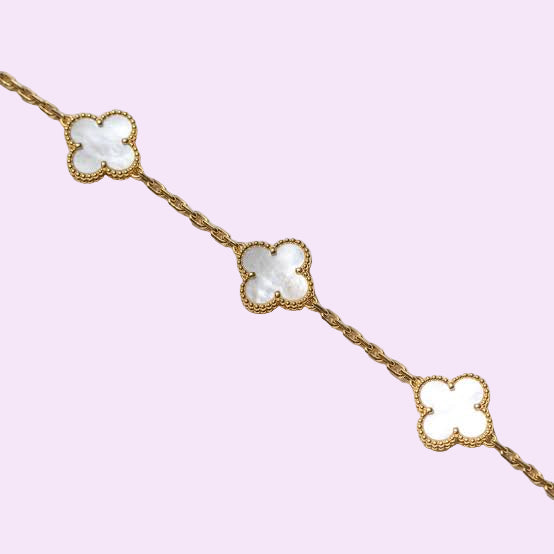 Bracelet 5 Trèfles 🍀 blancs