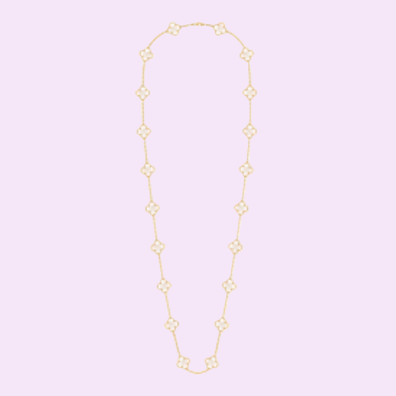 Collier Trèfles Éternels – 20 Motifs Blancs