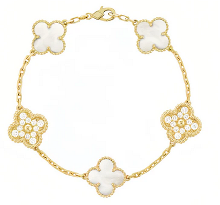 Élise – Bracelet Trèfles Dorés